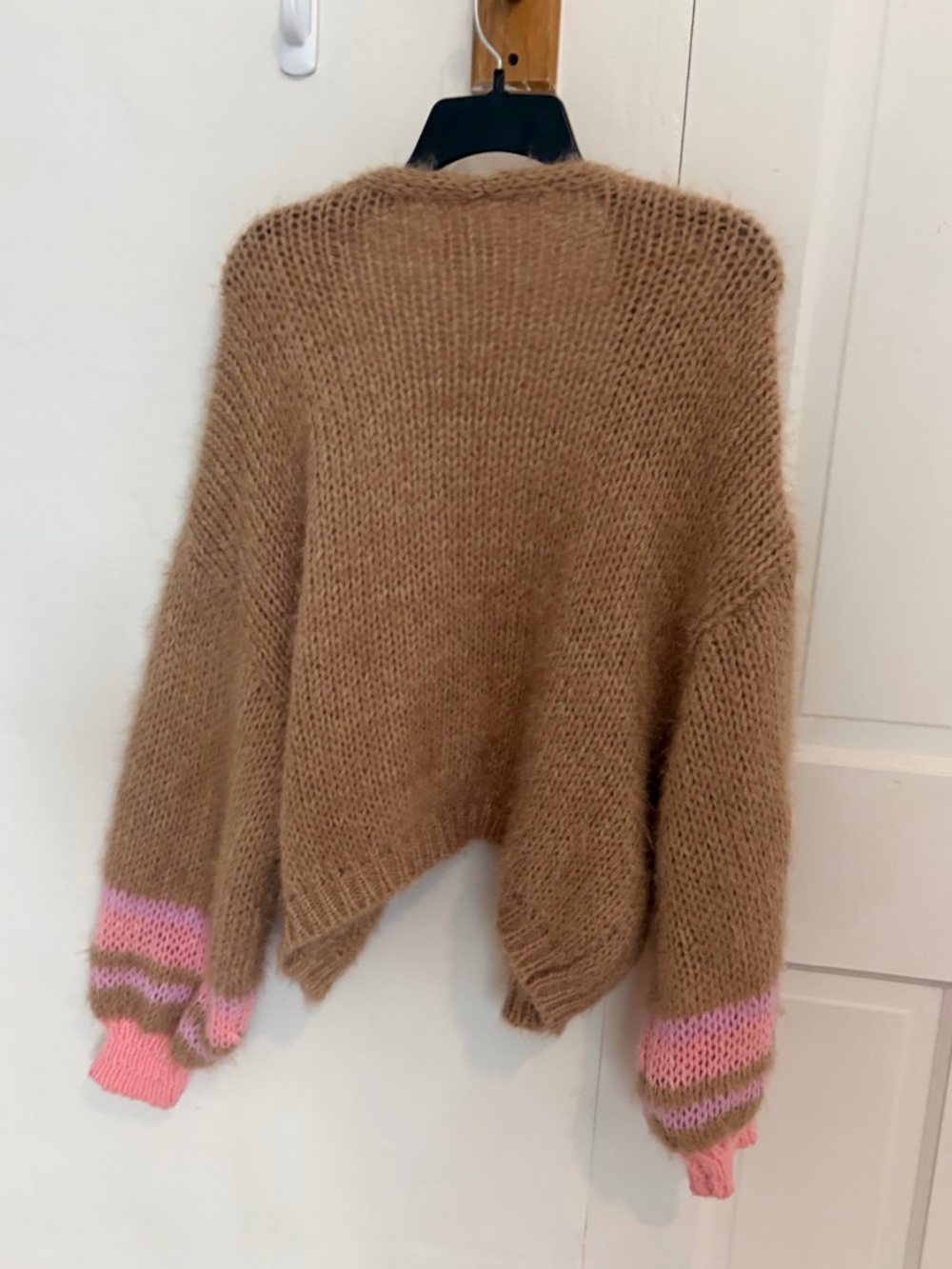 Anthropologie Fuzzy Camel Open-Front Knit Cardigan - Picture 8 of 8